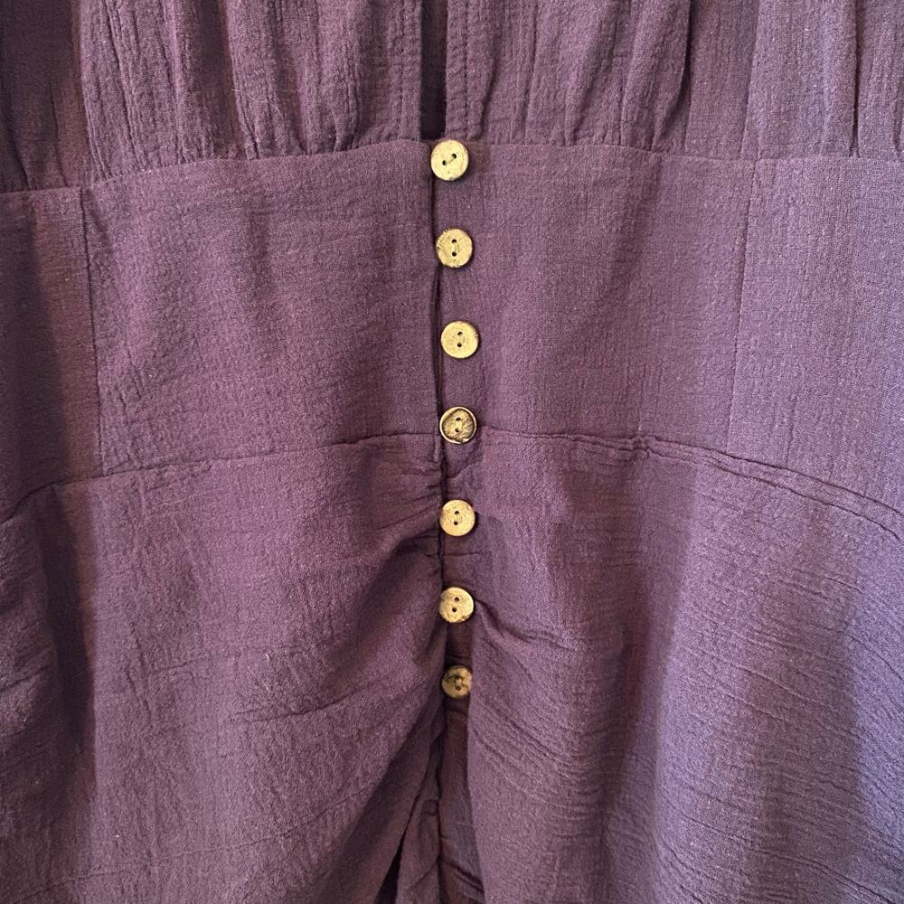 Free People Purple Rouched Puff Sleeve Mini Dress Long Sleeve Women size Medium - Picture 6 of 10